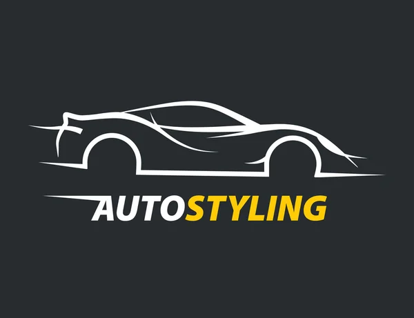 Original Konzept Auto Styling Auto-Logo mit Supersportwagen Silhouette. Vektorillustration. — Stockvektor