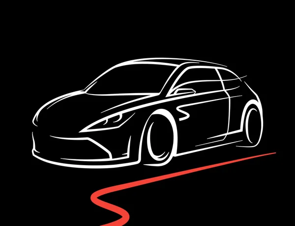 Concept car dessin avec supercar sport véhicule ligne style silhouette . — Image vectorielle