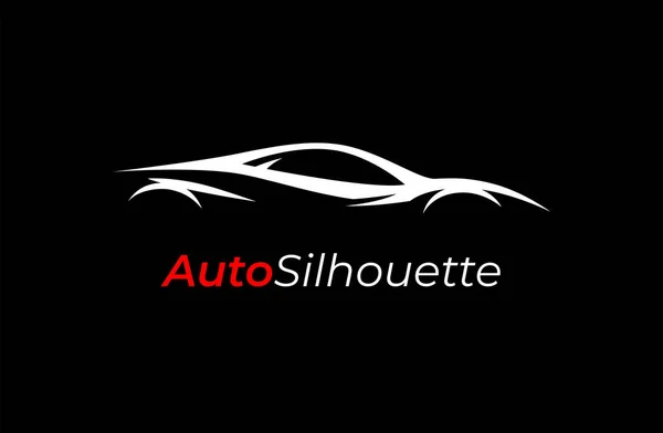 Autohaus Stil Auto Logo Design Mit Konzept Sportfahrzeug Ikone Silhouette — Stockvektor