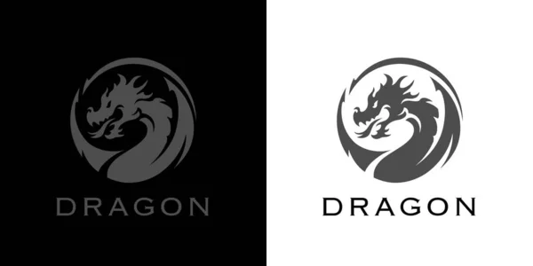 Logo Tatouage Dragon Année Icône Dragon Symbole Chinois Zodiaque Emblème — Image vectorielle