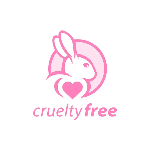 Crueldad Libre Conejito Icono Probado Logotipo Animales Corazón Conejo Rosa — Archivo Imágenes Vectoriales