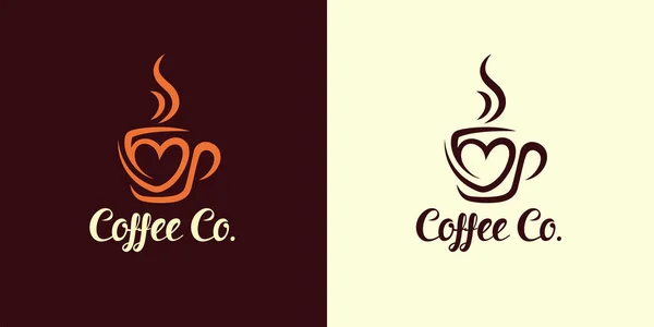 Логотип Серця Чашки Кави Піктограма Кафе Кухоль Символ Чашки Латте — стоковий вектор