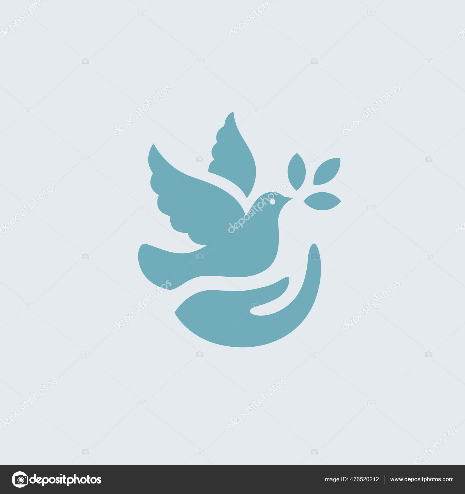 Dove Icon Hand Olive Leaf Symbol Care Peace Concept Sign Stock Vector