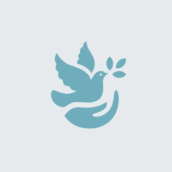 Значок Голубя Изображением Руки Оливкового Листа Знак Заботы Мира Христианская — стоковый вектор