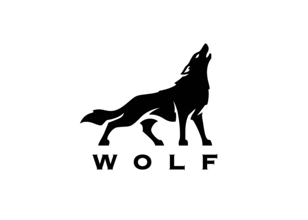 Ícone Logotipo Silhueta Lobo Sinal Predador Uivante Símbolo Animal Canino —  Vetores de Stock