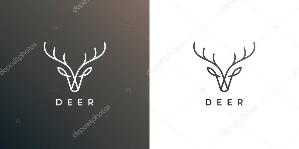 Deer head antler line icon. Elk buck symbol. Wild animal logo. Wilderness sign. Vector illustration.