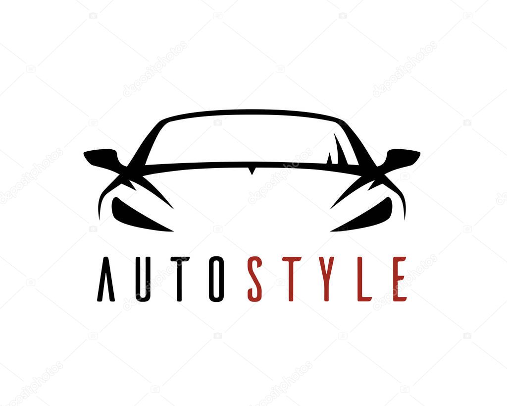 Auto style car logo icon with concept sports vehicle silhouette. Automobile dealership sign. Vector illustration.