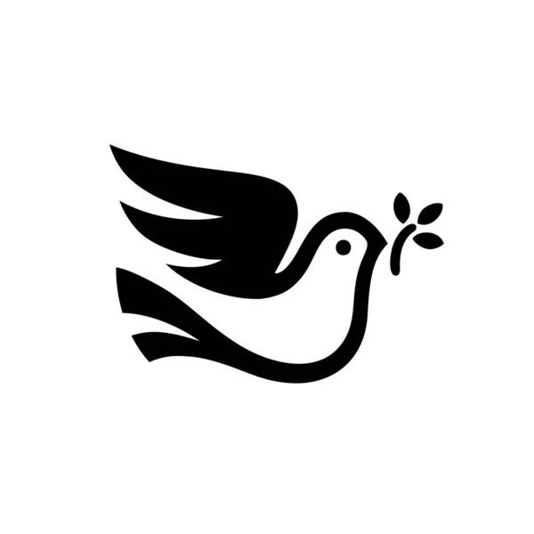 Icône Colombe Avec Branche Olive Symbole Paix Signe Oiseau Illustration — Image vectorielle