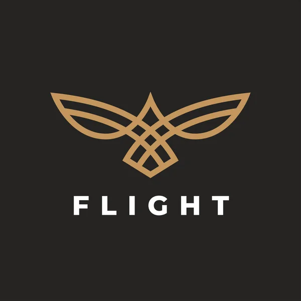 Abstract Bird Flight Logo Flying Gold Eagle Wings Line Icon — Stock Vector