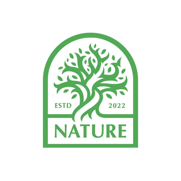 Baum Logo Design Marke Nature Icon Frühlingsgartenschild Wilde Waldpflanze Symbol Vektorgrafiken