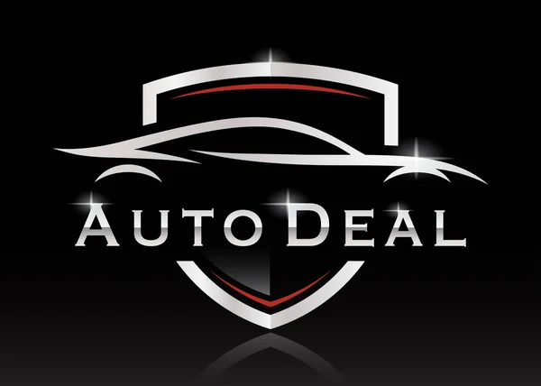 Sportwagen Silhouette Schild Logo Performance Supercar Autohaus Schild Auto Deal — Stockvektor