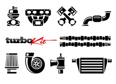 Vehicle Parts Icons for High Performance Turbo Kit clipart