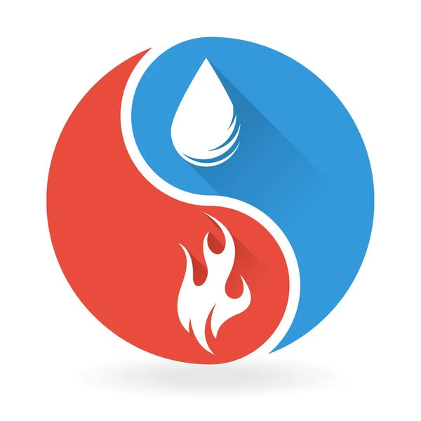 Conceito de Yin Yang - Símbolo de água e fogo — Vetor de Stock