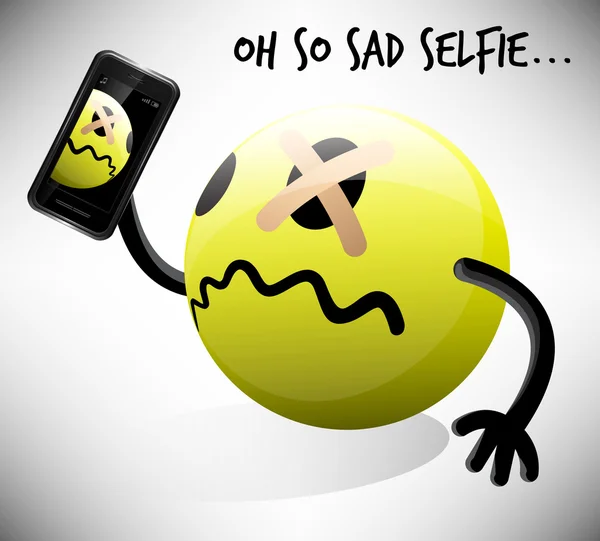 아 너무 슬픈 Selfie 이모티콘 — 스톡 벡터