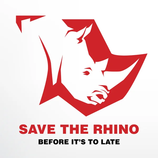Zachraňte nosorožce, než bude pozdě koncept — Stockový vektor