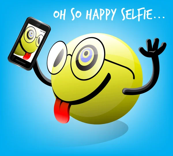 Oh Così felice Selfie Emoticon — Vettoriale Stock