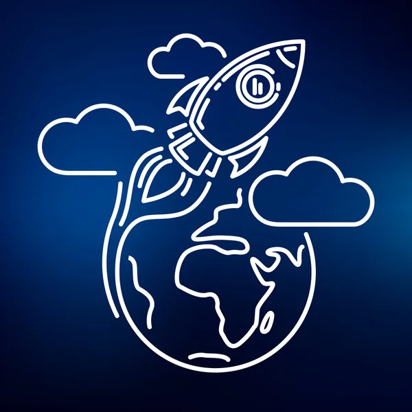 Conceptual rocket orbit earth icon — Stockvector