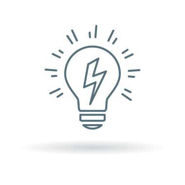 Conceptual lightbulb Idea icon with electricity flash