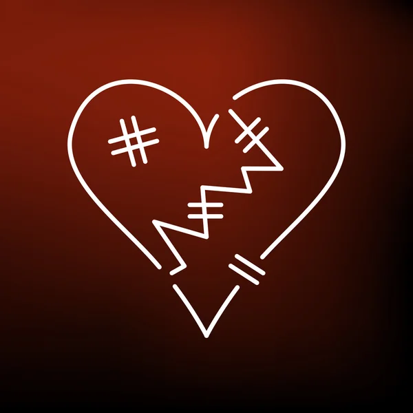 Ikona zlomeného srdce — Stockový vektor