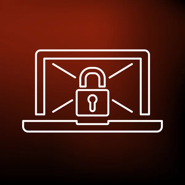 Secure laptop icon with padlock — Διανυσματικό Αρχείο