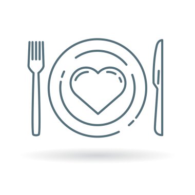 Concept eat healthy icon with heart on plate