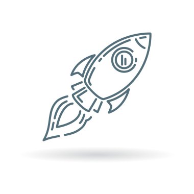 Conceptual rocket flying icon