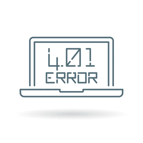 401 Unauthorized Error icon with laptop — Stock Vector