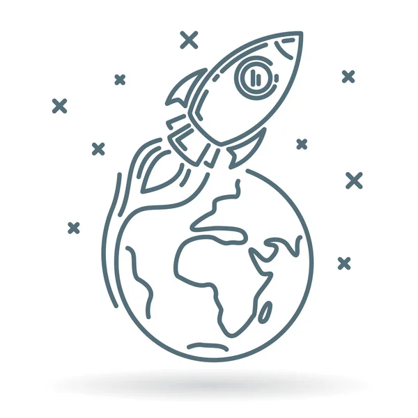 Conceptual rocket orbit earth icon — Wektor stockowy