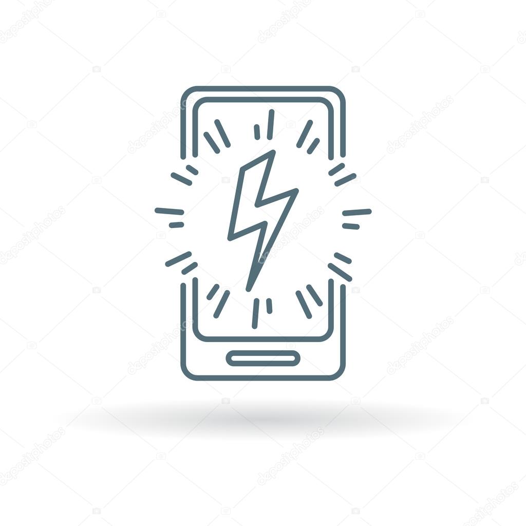 Smartphone power charge bolt icon