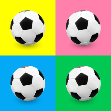 Soccer ball set on colourful backgrounds