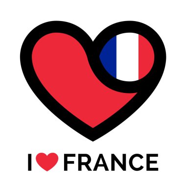 Heart France icon with flag concept