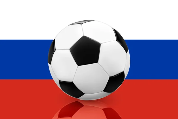 Bola de futebol na bandeira russa — Vetor de Stock