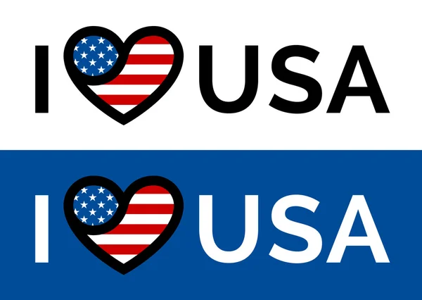 I love USA sticker slogan banner with heart flag concept — Stock Vector