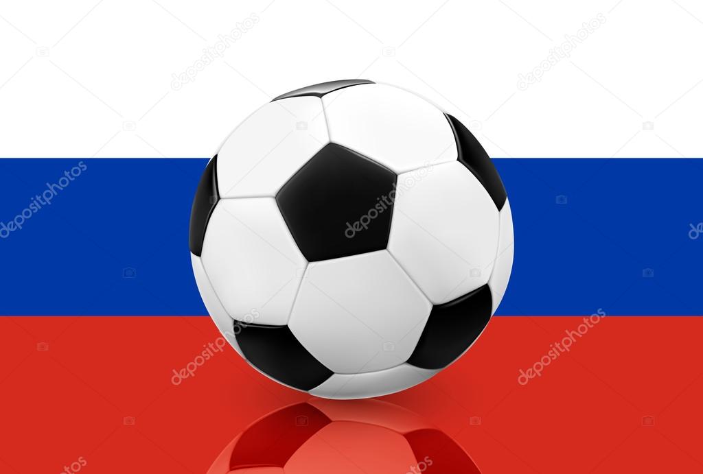 Soccer ball on Russian flag