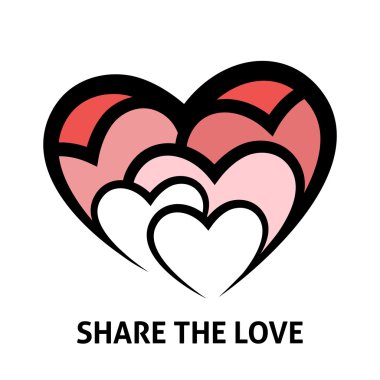 Aşk konsept tasarımı kırmızı kalpler simgesi tonları ile paylaşmak