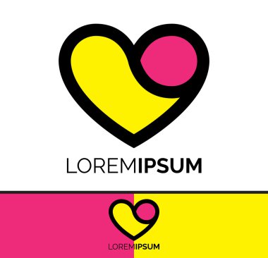 Pembe ve sarı soyut kalp logo simge