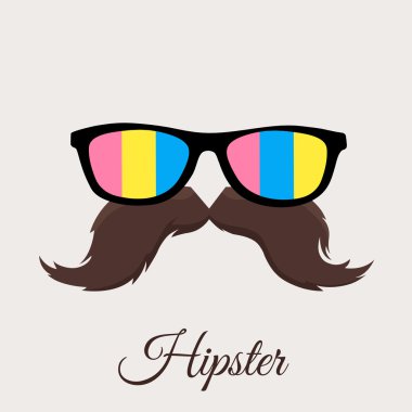 Hipster renkli Güneş gözlükleri ve bıyık