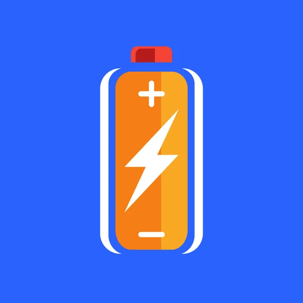 オレンジ色のバッテリー充電アイコン — ストックベクタ