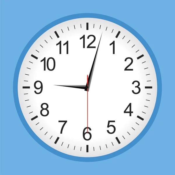 Reloj analógico azul de estilo plano — Vector de stock