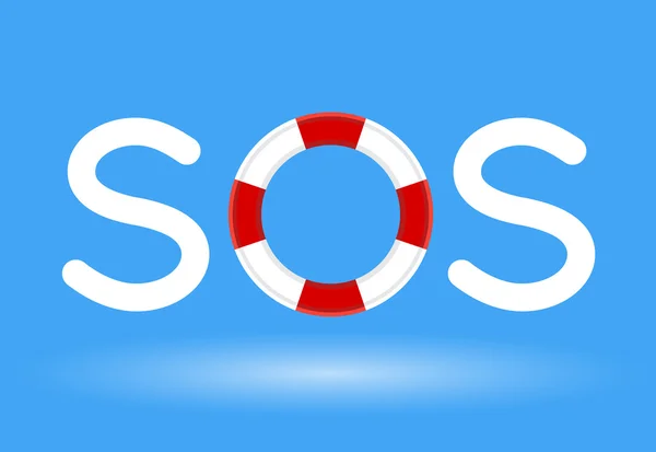 Salvavidas Lifebuoy con concepto de texto SOS — Vector de stock