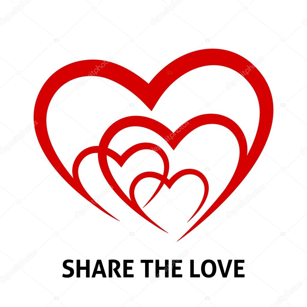 Share the love concept design with red hearts icon. Vector illustration.