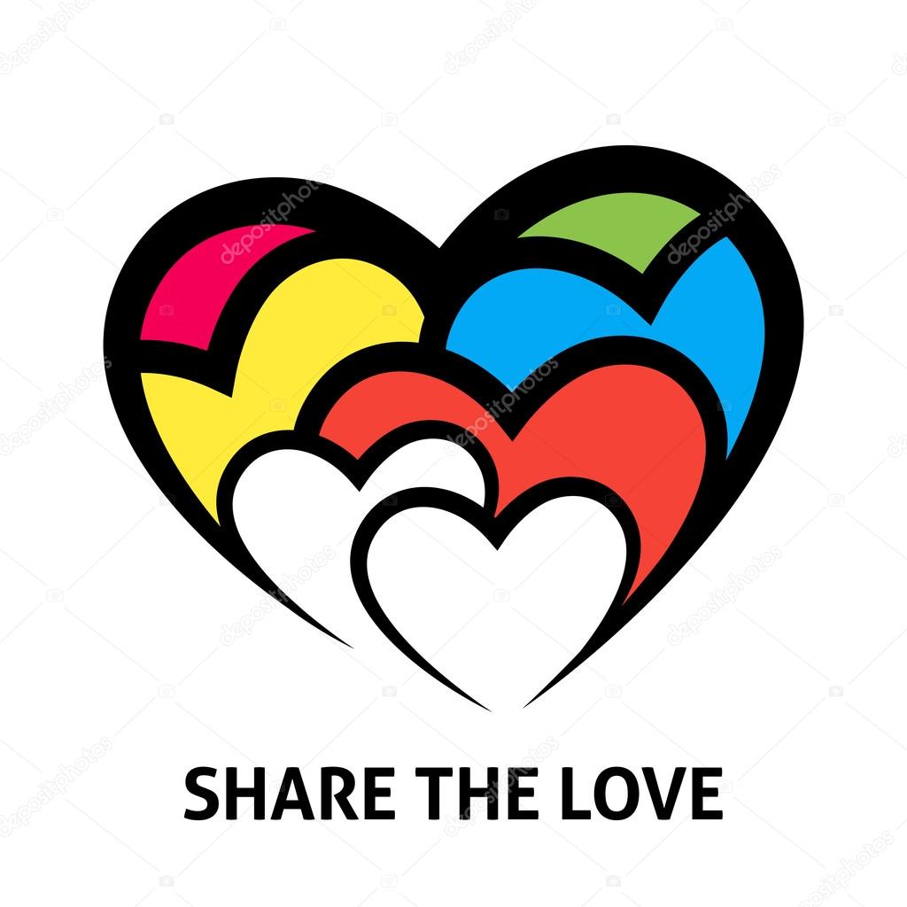 Share the love concept design with colourful hearts icon. Vector illustration.