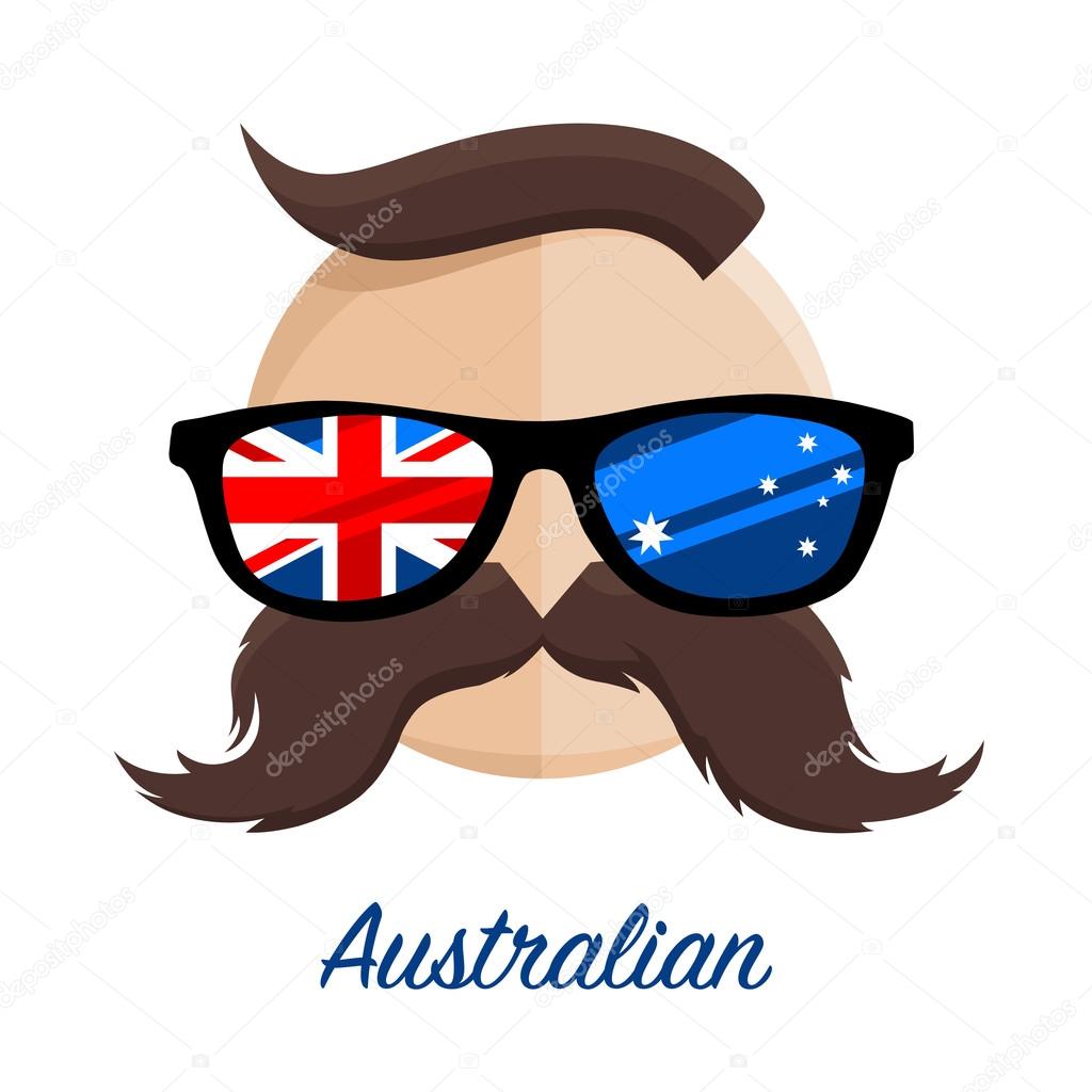 Vettoriale stockHipster australiano con occhiali da bandiera e