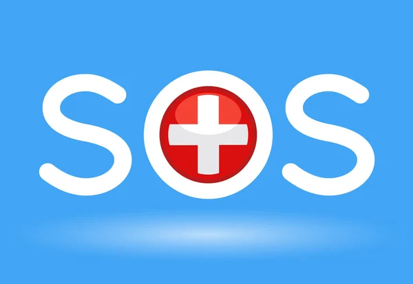 Медицинский крест с концепцией текста SOS — стоковый вектор