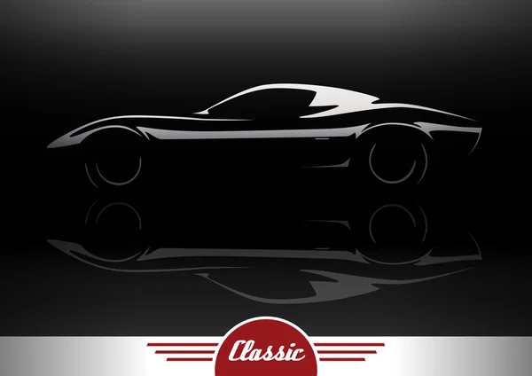 Klassieke sportscar voertuig silhouet — Stockvector