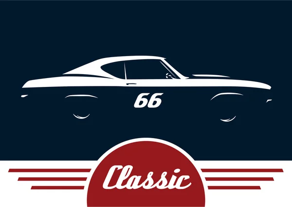 Klassische Sport Muscle Car Fahrzeug Silhouette — Stockvektor