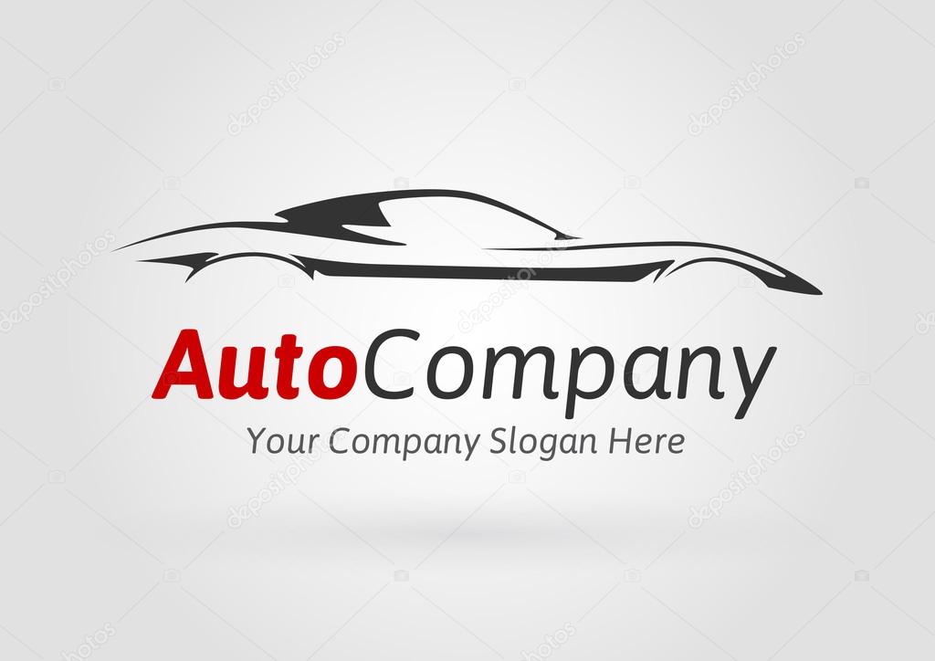 Modern Auto Company Vehicle Logo Design Concept with Sports Car Silhouette. Vector illustration.