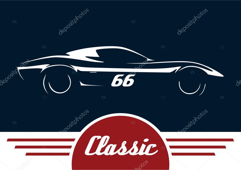 Classic sportscar vehicle silhouette