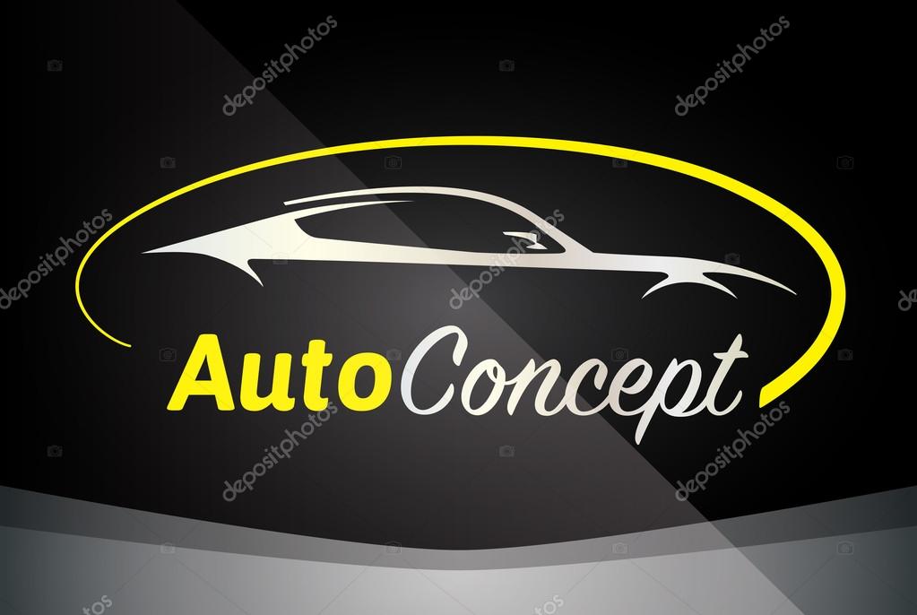 Auto-Sportwagen-Logo-Design-Konzept. Supersportwagen-Silhouette-Symbol.  Abzeichen Für Den Ausstellungsraum Eines Kraftfahrzeughändlers.  Kfz-Werkstatt-Symbol. Vektor-Illustration. Lizenzfrei nutzbare SVG,  Vektorgrafiken, Clip Arts, Illustrationen. Image