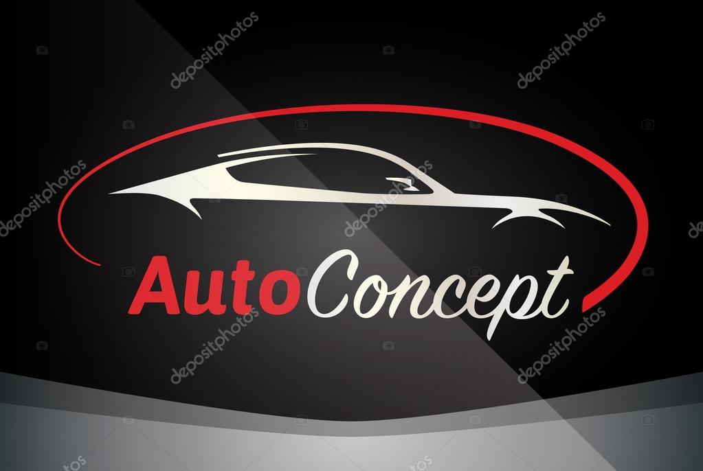 Auto Company Logo Vector Design Concept with Sports Car Silhouette - Red